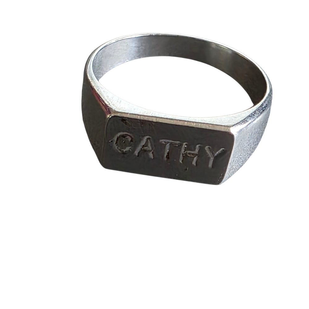 Silver Cathy Engraved Ring